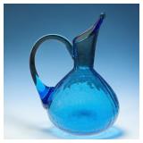 8' sky blue crackle glass ball pitcher