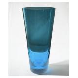 12' art glass sky blue cylinder vase
