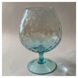 9' Italian Empoli blue diamond brandy snifter
