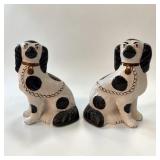 9' pair Staffordshire pottery dogs