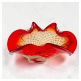 7' Amberina bubble trap glass candy dish