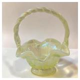 Fenton topaz Opalescent glass basket