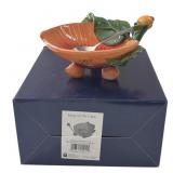 JM McCall blue sky Peach ice cream bowl w/ spoon