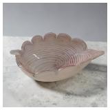 9' scalloped edge pink glass candy dish