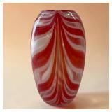 10' ruby feather swirl glass cylinder vase