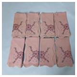 8 vintage embroidered fabric napkins