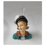 Head vase w/ glass epergne horn