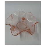 Pink depression ruffled edge dish