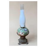 Antique CL&G co handpainted oil Lamp