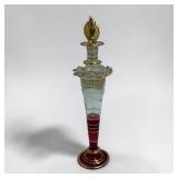 7 1/2' cranberry glass perfume bottle