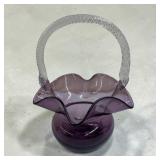 12' amethyst ruffled edge glass basket