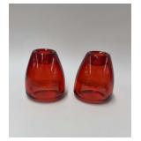 Cranberry red candle holders