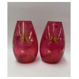 vintage pink cranberry glass vases 7'
