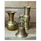 Brass bell and vases