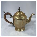 9' solid brass wood handle teapot