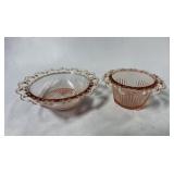 2 Pink depression open lace servers