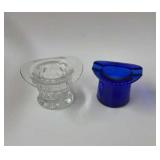 2 vintage glass hat ashtrays