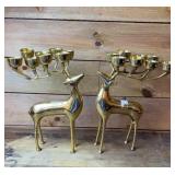 13' brass reindeer candle holders