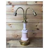 22' pink pastel glass bass brass arm lamp