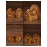 Vintage Amber Glass Turkey Candle Holders