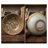 Signed Studio Pottery Earth-Tone Abstract BowL
