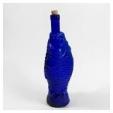 13' cobalt blue glass fish decanter