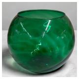 8' emerald green glass optic Rose Bowl