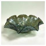 11' imperial glass open Rose ruffled bowl