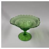 Green glass compote