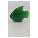 Green fish lead crystal paper weight