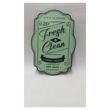 fresh and clean laundry service metal sign