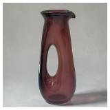 12' art deco amethyst glass hole pitcher