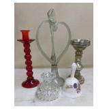 Ruby Candlesticks, art glass etc