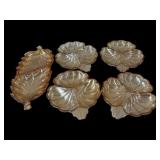 Carnival glass divided nut candy dishes