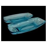 9 1/2' pair hazel atlas capri blue oblong dishes