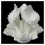 10' fenton hobnail glass epergne 3 horn