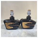 9' Pair MC ceramic gold guild table Lamps