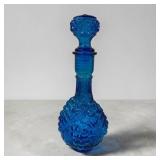 12' imperial glass blue in relief genie bottle