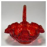 8' Fenton and Marina glass thumbprint basket