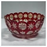 9' crystal stars & dots Ruby bowl