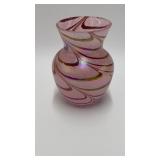 Pink glass feather vase 6'