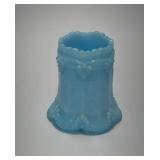 Blue slag glass toothpick holder