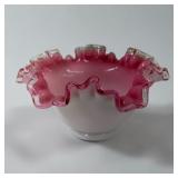 6' fenton Peach crest ruffled bowl