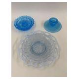 Open lace opalescent bowl, glassware lot