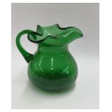 6' green crackle glass pitcher