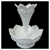 8' fenton hobnail single horn epergne