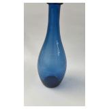 Vintage blue glass bulb vase