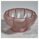6' scalloped pink opalescent candy dish