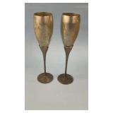 2 Silverplate Champagne Flutes