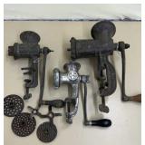 3 Vintage Meat Grinders - Griswold etc